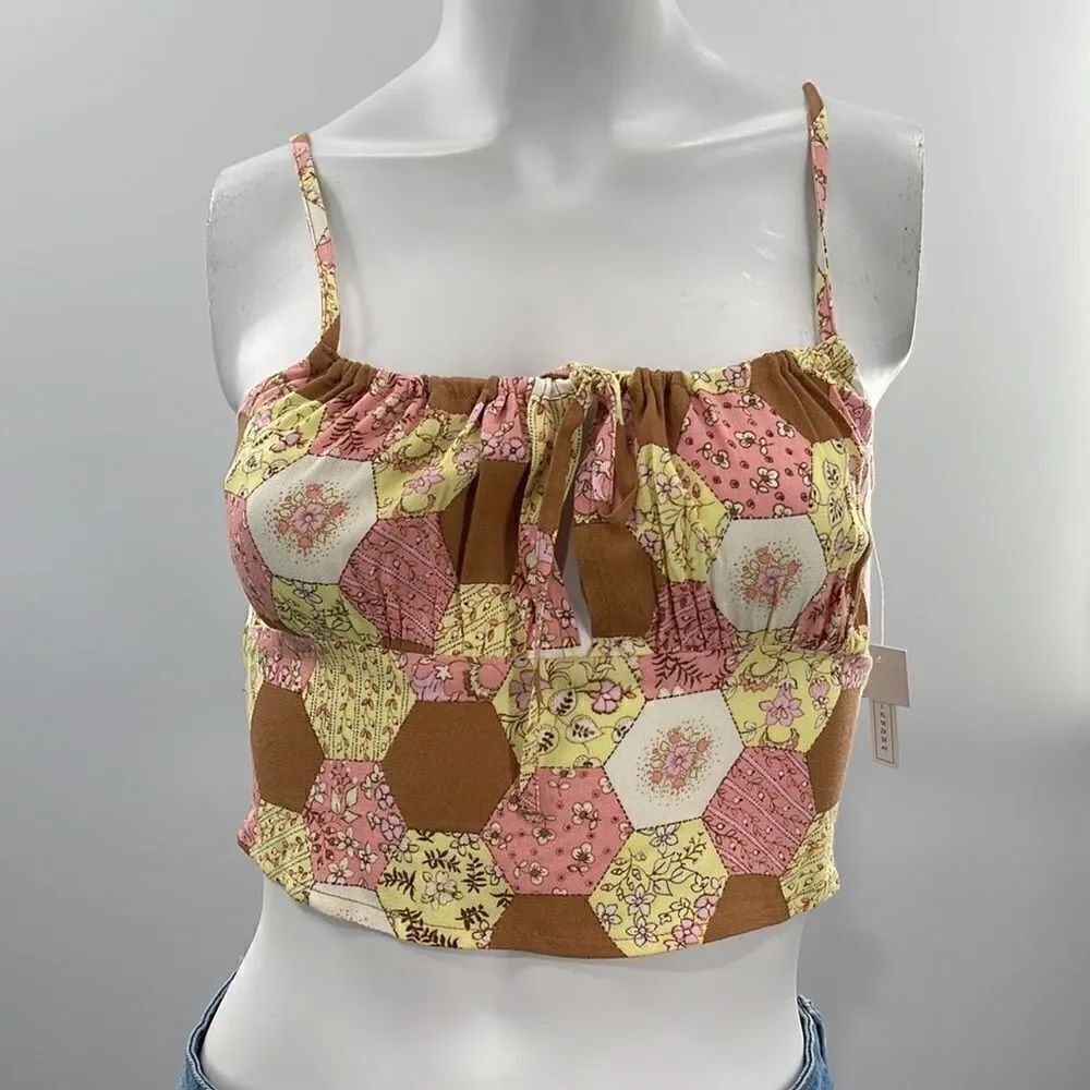 BP Brown/Yellow Floral Crop Top NWOT Size: XS